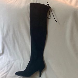 Black Faux Suede Over The Knee Boot